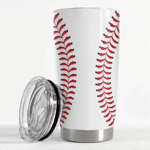 Vista 3 de SANDJEST Vaso de béisbol de 20 onzas con aislamiento de acero inoxidable, taza de viaje, vaso de béisbol para mujeres, hombres, mamá, regalos
