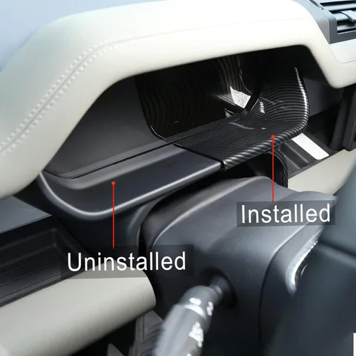 Vista 2 de Cubierta decorativa para tablero de instrumentos de automóvil ABS para Land Rover Defender 110 2020 (estilo de fibra de carbono)