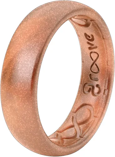 Vista 6 de Groove Life Anillo de boda de goma transpirable para mujer, diseño único, anillo de ajuste cómodo