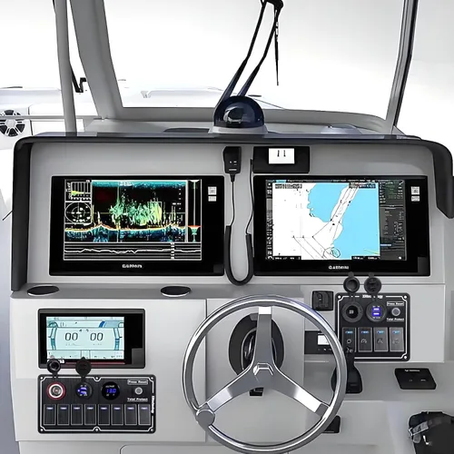 Vista 7 de Panel de interruptores basculantes para lanchas marinas, panel de interruptor de palanca impermeable de 8 bandas con doble USB y panel voltímetro