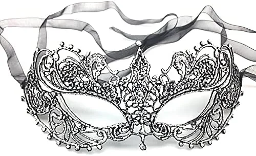 Vista 4 de Betogeth Masquerade Mask for Couples Women and Men - 2 Pack Venetian Silver free