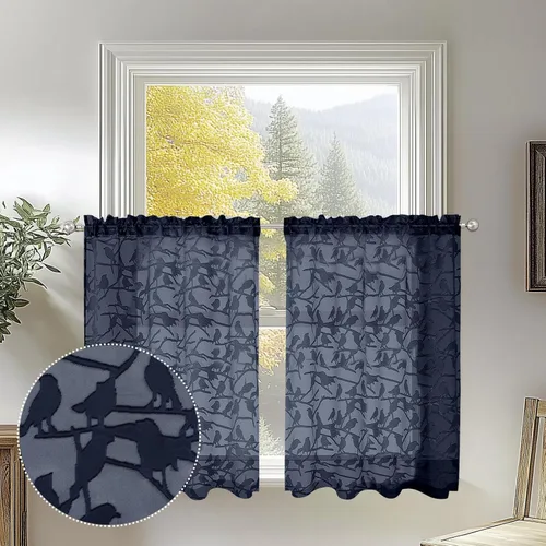 Vista 82 de OVZME Anji Clip Voile Sheer Tiers RD 2X30X36 Negro