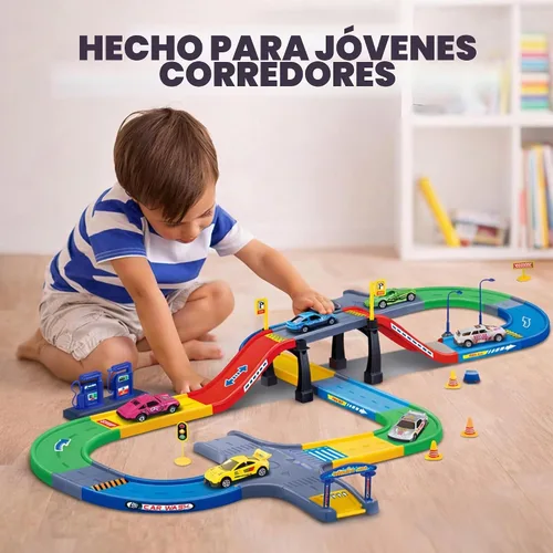 Vista 6 de Set de ensamble de "mi primera pista de carrera", incluye 3 autos a presión
