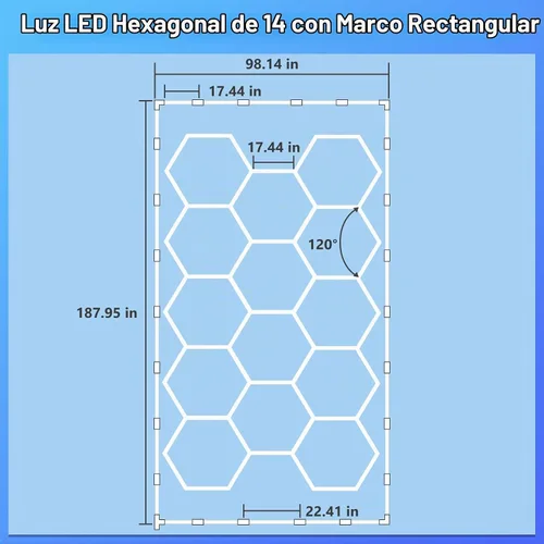 Vista 6 de ALLYES - Luces hexagonales de garaje, luces de techo súper brillantes, con interruptor inteligente, 3000 K/4500 K/6500 K, luz de techo para taller