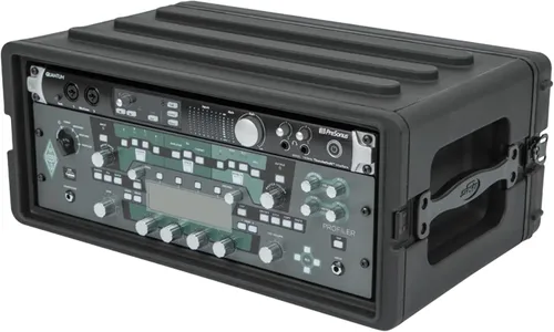 Vista 9 de SKB Estuche Roto Rack 4U Poco Profundo – Protector de equipo de polietileno duradero, apilable, impermeable con pestillos giratorios y patas de goma