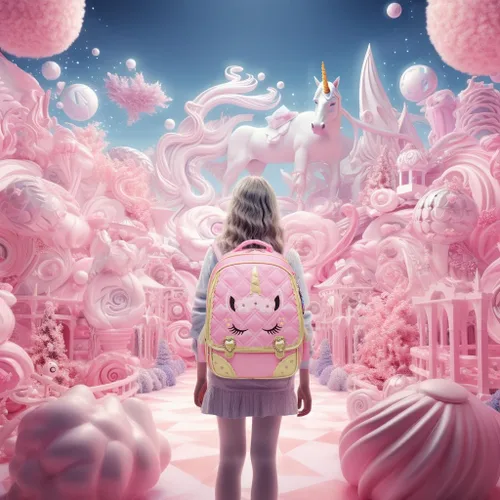 Vista 5 de Moonmo Lindo unicornio cara de lentejuelas de diamante impermeable princesa mochila escolar para niñas