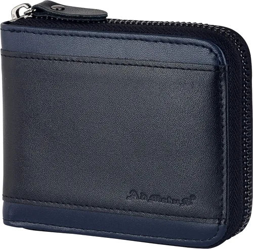 Vista 19 de Admetus Billeteras con bloqueo RFID para hombre, billetera de cuero con cremallera para hombres con tarjetero RFID plegable