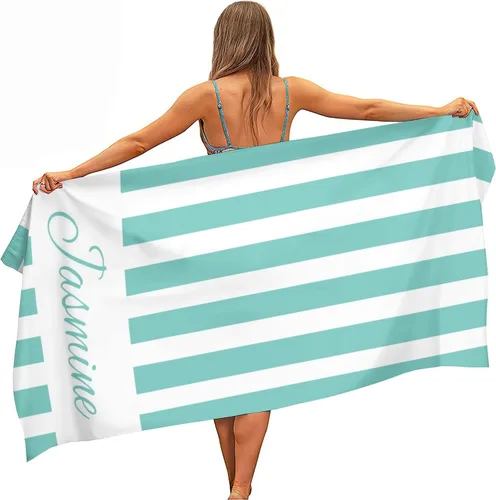 Vista 17 de Toallas de playa personalizadas para niños y adultos, toallas de playa a rayas personalizadas con nombre, toallas de microfibra sin arena