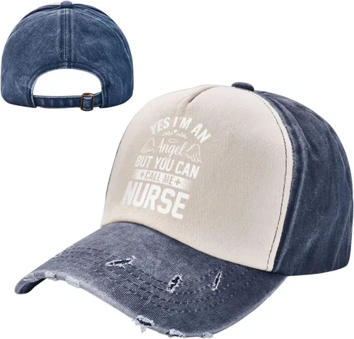 Vista 2 de Yes I M an Angel But You Can Call Me Nurse Nurse Baseball Cap for Men Women Hats Adjustable Vintage Washed Cotton Dad Hat