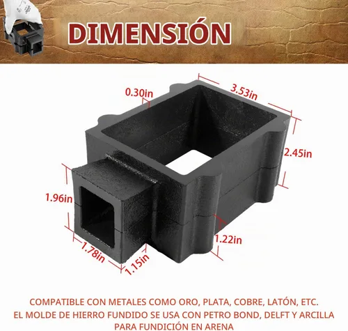 Vista 7 de Marco de Molde de Fundición de Hierro Fundido de 2 Partes para Joyería de Fundición de Arena Herramienta de Fabricación de Metal