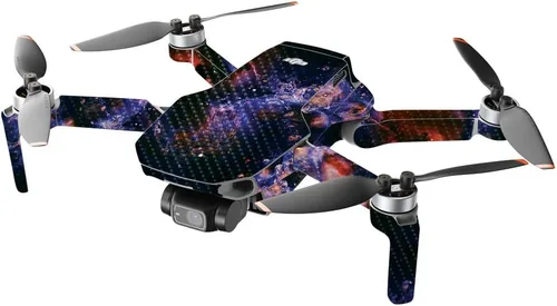 Vista 2 de MIGHTY SKINS Fibra de carbono compatible con DJI Mini 2 Dron portátil - Andromeda Acabado de fibra de carbono texturizado protector, duradero