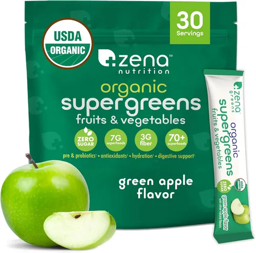 Vista 9 de Zena Nutrition Polvo de Energía y Hidratación de Super Verdes Orgánicos, Más de 70 Superalimentos, 0 Azúcar, 5G de Fibra, Espirulina, Clorella