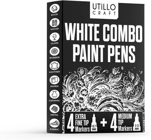Vista 3 de Utillo Craft Bolígrafo de pintura negra (paquete de 3) marcadores de pintura negra mediana para metal, tela, madera, vidrio, papel, plástico, roca