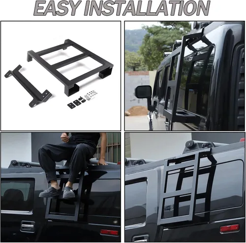 Vista 6 de Lcojicep Escalera de aluminio para escalar, portaequipajes, accesorios de decoración funcionales compatibles con Hummer H2 2003-2009