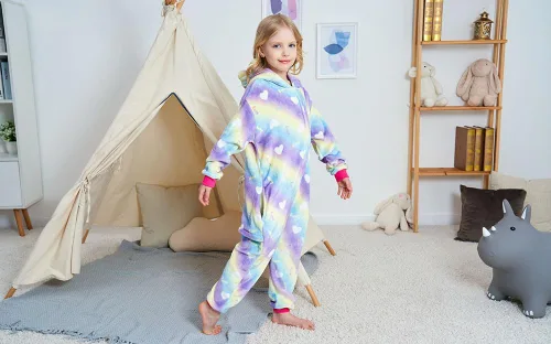 Vista 45 de Pijama de unicornio unisex para niños, enteritos para disfraz, Halloween