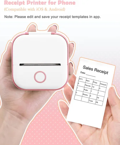 Vista 9 de Memoking T02 Mini impresora térmica, mini impresora de la etiqueta engomada Rosa
