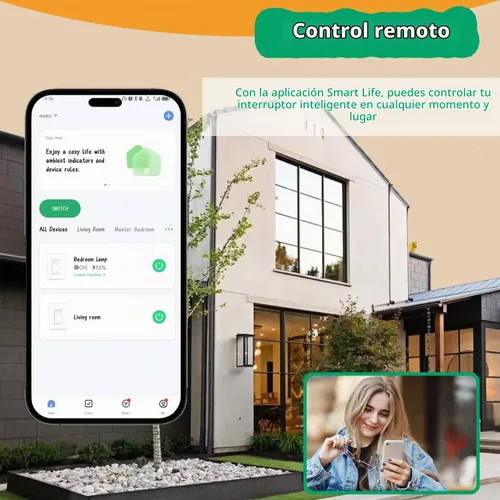 Vista 7 de Interruptor Inteligente Zigbee sin Neutro Requerido Interruptor de Luz Inteligente de Paleta Basculante de 1 Canal Compatible con Alexa