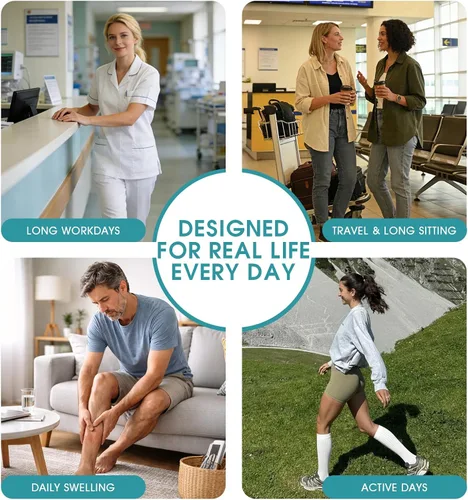 Vista 5 de ACTINPUT 8 Pares de Calcetines de Compresión para Mujeres y Hombres, Medias de Compresión de Soporte para Médico, Correr, Atletismo