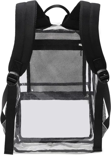 Vista 3 de Abshoo Mochila transparente resistente aprobada por el estadio para la escuela, Negro, M, Portátil