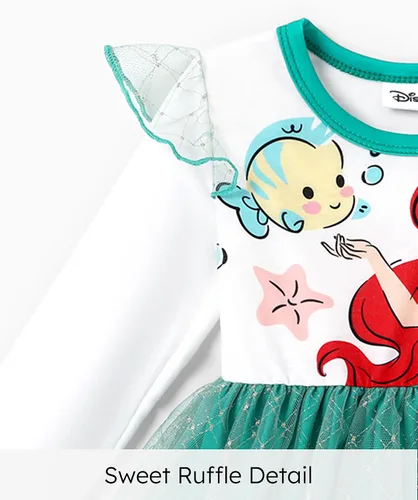 Vista 6 de Disney Frozen Elsa Princess Cenicienta Ariel Jasmine Rapunzel Vestido para bebéniño pequeño, vestido de tul superpuesto de malla con volantes