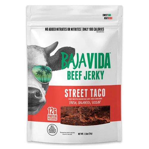 Vista 8 de Baja Beef Jerky - Cecina de res 100% natural, cetogénica, sin gluten, cecina artesanal baja en calorías, 0.46 oz de proteína por porción, sin