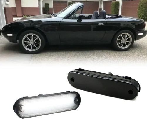 Vista 8 de Conjunto de carcasa de luz de marcador lateral de lente roja ámbar delantera y trasera compatible con lámpara de parachoques Fender Fender 1990-2005