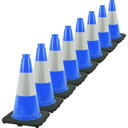 Vista 18 de Conos de Tráfico de PVC Naranja/Verde Fluorescente, Cono de Estacionamiento con Base Negra Pesada Estructuralmente Estable Resistente a