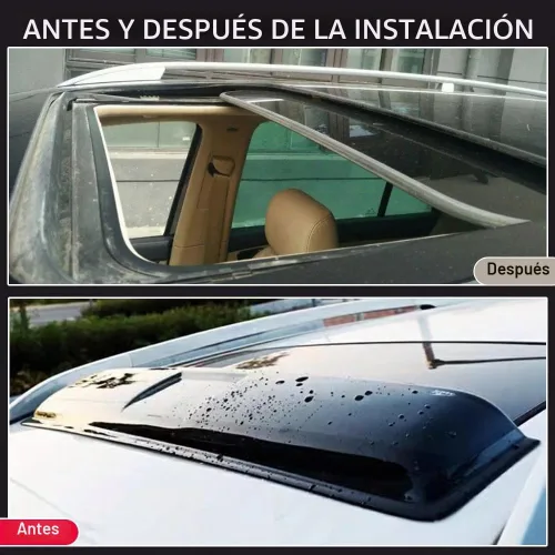 Vista 4 de Deflector de viento para techo corredizo de 35.6" 880mm, protectores de lluvia autoadhesivos para techo corredizo, ajuste universal, visera