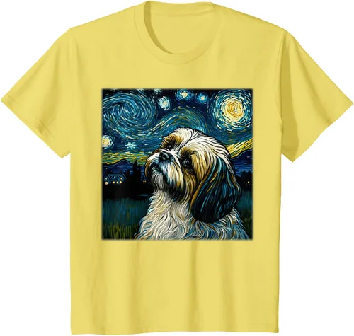 Vista 75 de Camiseta Surrealism Starry Night Shih Tzu Dog