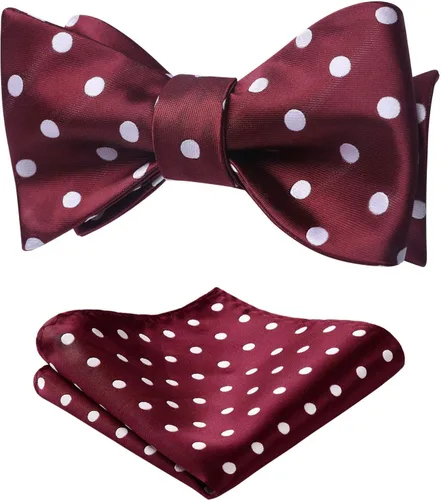 Vista 122 de HISDERN Pajaritas para hombre, diseño de lunares, corbatín y bolsillo cuadrado, clásico, esmoquin de negocios, boda, pajaritas, pañuelo
