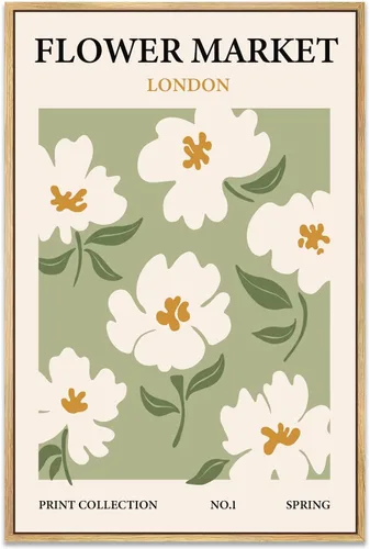 Vista 21 de Zzuyi Lienzo enmarcado para mercado de flores, arte de pared, póster botánico de flores silvestres rosas, impresiones de imágenes, ilustraciones
