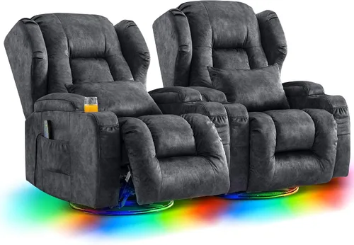 Vista 16 de DRMBOOK Sillas reclinables giratorias de doble motor con masaje y calor Gris