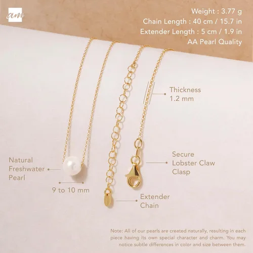 Vista 5 de Amberta Collar de perlas de agua dulce de plata de ley 925 para mujer