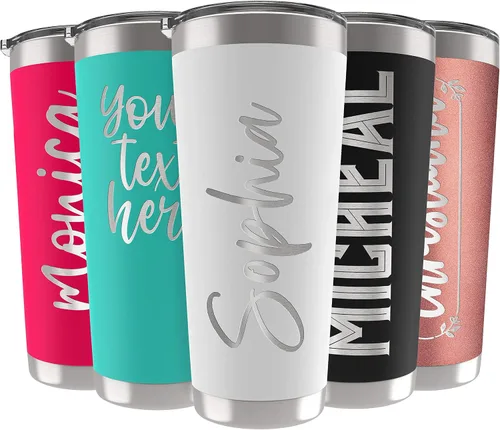 Vista 29 de Vasos personalizados, vaso de acero inoxidable de 20 onzas con tapa 13 diseños diferentes Tazas personalizadas de doble pared aisladas para café