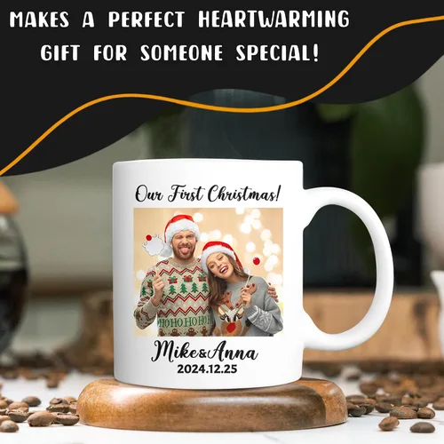 Vista 5 de Taza de café personalizada con diseño de taza de café personalizada con texto fotográfico y logotipo, regalos personalizados de Navidad para hombres