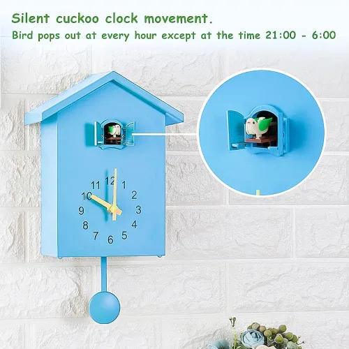 Vista 2 de Reloj de cuco de cuco con quimero y péndulo, voz de pájaro natural o llamada de cuco, reloj Coo Coo para arte de pared, hogar, sala de estar