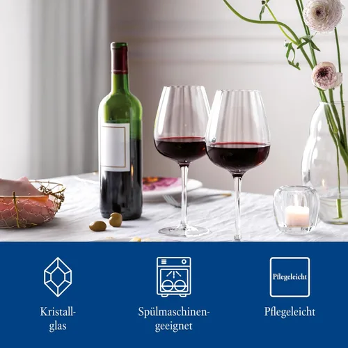 Vista 3 de Villeroy & Boch Rose Garden - Copa de vino tinto, juego de 4, 6.75 onzas, cristal de cristal, transparente