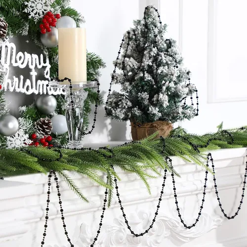Vista 4 de Pangda Guirnalda de cuentas de 49 pies para árbol de Navidad, hilo de perlas artificiales de plástico, cadena de rollo para Navidad, manualidades