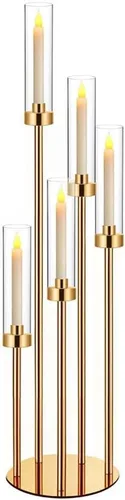 Vista 9 de Centros de mesa de candelabro negro de 35 pulgadas, 10 piezas, para mesas, 5 brazos, centros de mesa de boda para decoraciones