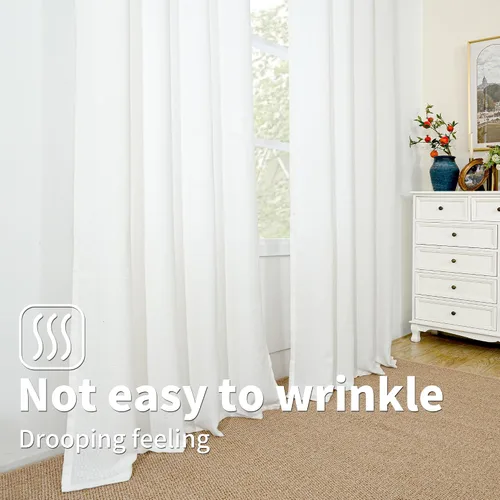 Vista 200 de BGment Cortinas de Lino Beige de 63 Pulgadas de Largo 2 Paneles - Tratamientos para Ventanas con Textura de Arpillera Filtrantes de Luz Cortinas B