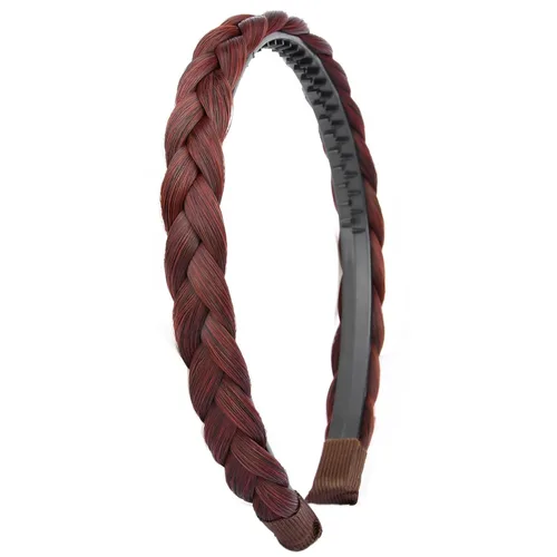 Vista 11 de Ancho de 1.5 cm Banda de pelo sintético trenzada estrecha con dientes para mujeres y niñas (Negro)