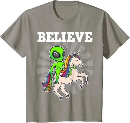 Vista 39 de Believe Space Alien Riding Unicorn - Camiseta de regalo divertida, Negro, S