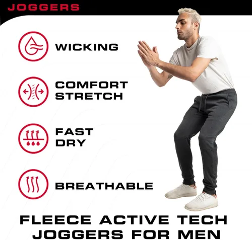 Vista 6 de Ultra Performance 3 Pack Fleece Active Tech Joggers for Men, Mens Sweatpants with Zipper Pockets