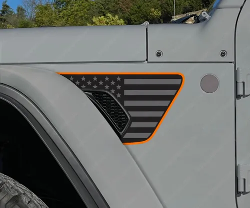 Vista 6 de Skull Daddy Graphics Banderas de ventilación estándar compatibles con Jeep Wrangler Gladiator Rubicon Mojave 392 JL JT 2018-2026 (4X azul)