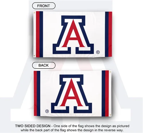 Vista 2 de Desert Cactus Bandera de la Universidad de Arizona Wildcats UA Banners 100% poliéster para interiores y exteriores, banderas de 3 x 5 pies (diseño L)