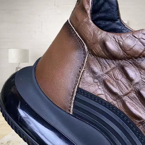 Vista 3 de AngryMonkey Zapatos de elevación con cordones elásticos para hombre, otoño e invierno 2022, plataforma térmica invisible, aumento de altura, 2