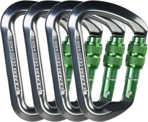 Vista 12 de SEPEAK UIAA - Mosquetón de escalada con bloqueo de 30 kN, clip profesional para puerta de tornillo resistente para escalada al aire libre