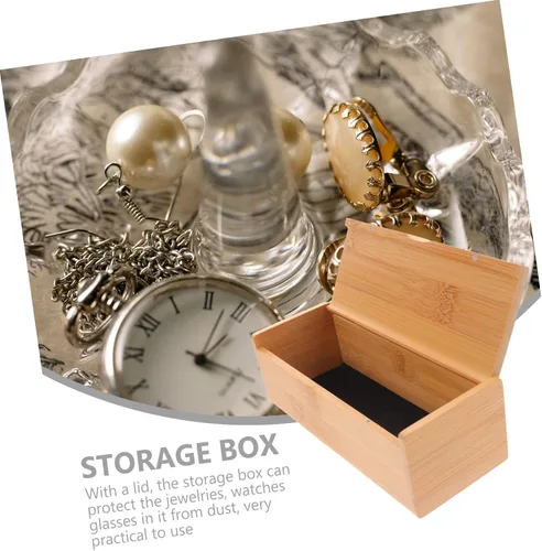 Vista 3 de SEWACC Caja decorativa para recuerdos, para manualidades, baúl de joyería, baratijas, organizador de baratijas, tapa de contenedor de madera