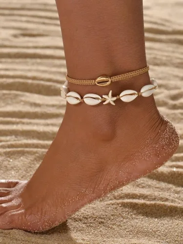 Vista 4 de Verdusa Juego de 2 pulseras de tobillo para mujer, cadena de tobillo ajustable, joyería para pies