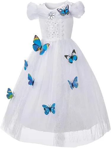 Vista 2 de Disfraz de princesa Elsa para niñas pequeñas, disfraz de princesa con accesorios, Cenicienta, cosplay, reina nieve